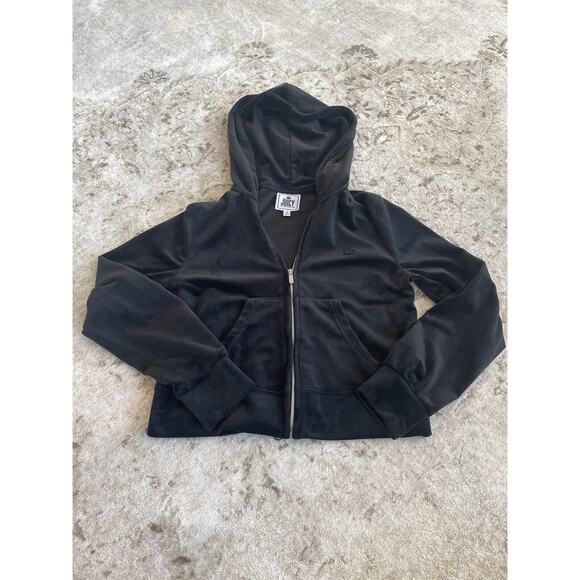 Juicy Couture Black Velour Zip Hoodie Jacket Size Small‎ - Picture 1 of 5